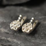 White Topaz Earrings - Gold Flower Earrings, December Birthstone Earrings