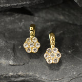 White Topaz Earrings - Gold Flower Earrings, December Birthstone Earrings