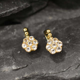 White Topaz Earrings - Gold Flower Earrings, December Birthstone Earrings