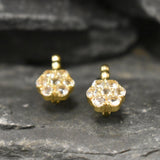 White Topaz Earrings - Gold Flower Earrings, December Birthstone Earrings