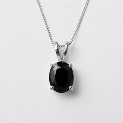 Black Onyx Pendant - Black Oval Necklace - Real Onyx Necklace