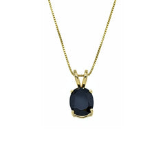 Gold Onyx Pendant - Real Onyx Necklace - Black Oval Necklace
