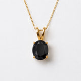 Black Onyx Pendant - Black Oval Necklace - Real Onyx Necklace