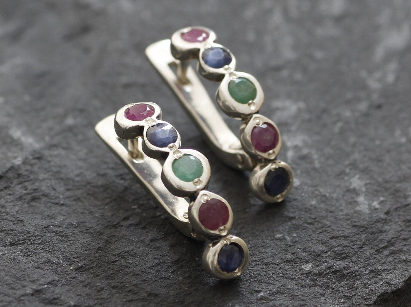 Natural Sapphire Earrings made in 925 Sterling Silver with Round Natural Blue Sapphire in Flush setting, September Birthstone gift idea, symbolizes sincerity, truth, and faithfulness, ideal for everyday wear and perfect for birthday gifting and special occasions.