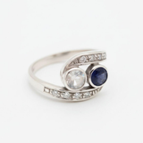 Sapphire Vintage Ring with Bypass Design, featuring Moonstone and crafted in 925 Sterling Silver—perfect for gifts and daily wear.
