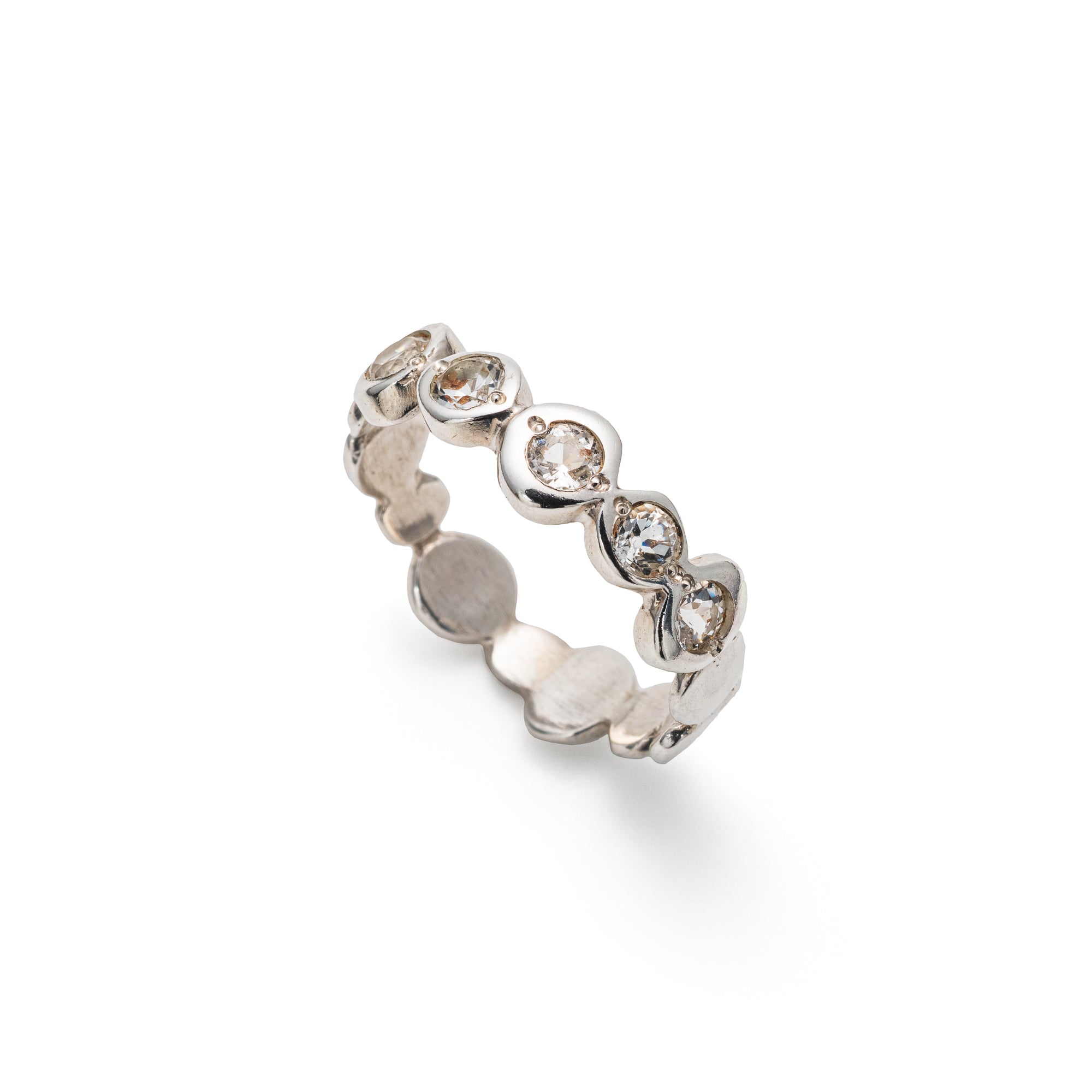 Diamond Band, Created Diamond, Stackable Band, Half Eternity Ring, Stackable Ring, Silver Bubble Band, Sparkly Diamond Ring, 925 Silver Ring