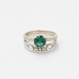 Beautifully crafted created emerald ring in sterling silver, perfect for everyday wear and a thoughtful May birthday gift.
