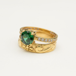 Created Emerald Ring made in 18k Gold Vermeil with Round Created Green Emerald in Solitaire setting, May Birthstone gift idea, symbolizes, ideal for everyday wear and perfect for birthday gifting and special occasions.
