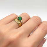 Charming 18k Gold Vermeil ring showcasing a vibrant Created Green Emerald, a delightful gift for May birthdays and special moments.
