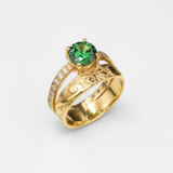 Created Emerald Ring made in 18k Gold Vermeil with Round Created Green Emerald in Solitaire setting, May Birthstone gift idea, symbolizes, ideal for everyday wear and perfect for birthday gifting and special occasions.