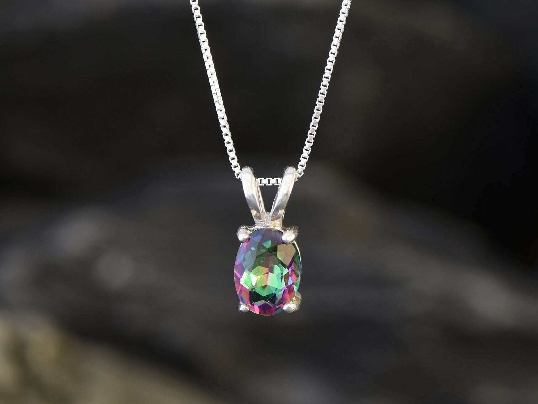 Topaz Pendant, Mystic Topaz Pendant, Mystic Topaz, December Birthstone, Minimalist Pendant, Dainty Pendant, Fire Pendant, Fire Oval Pendant