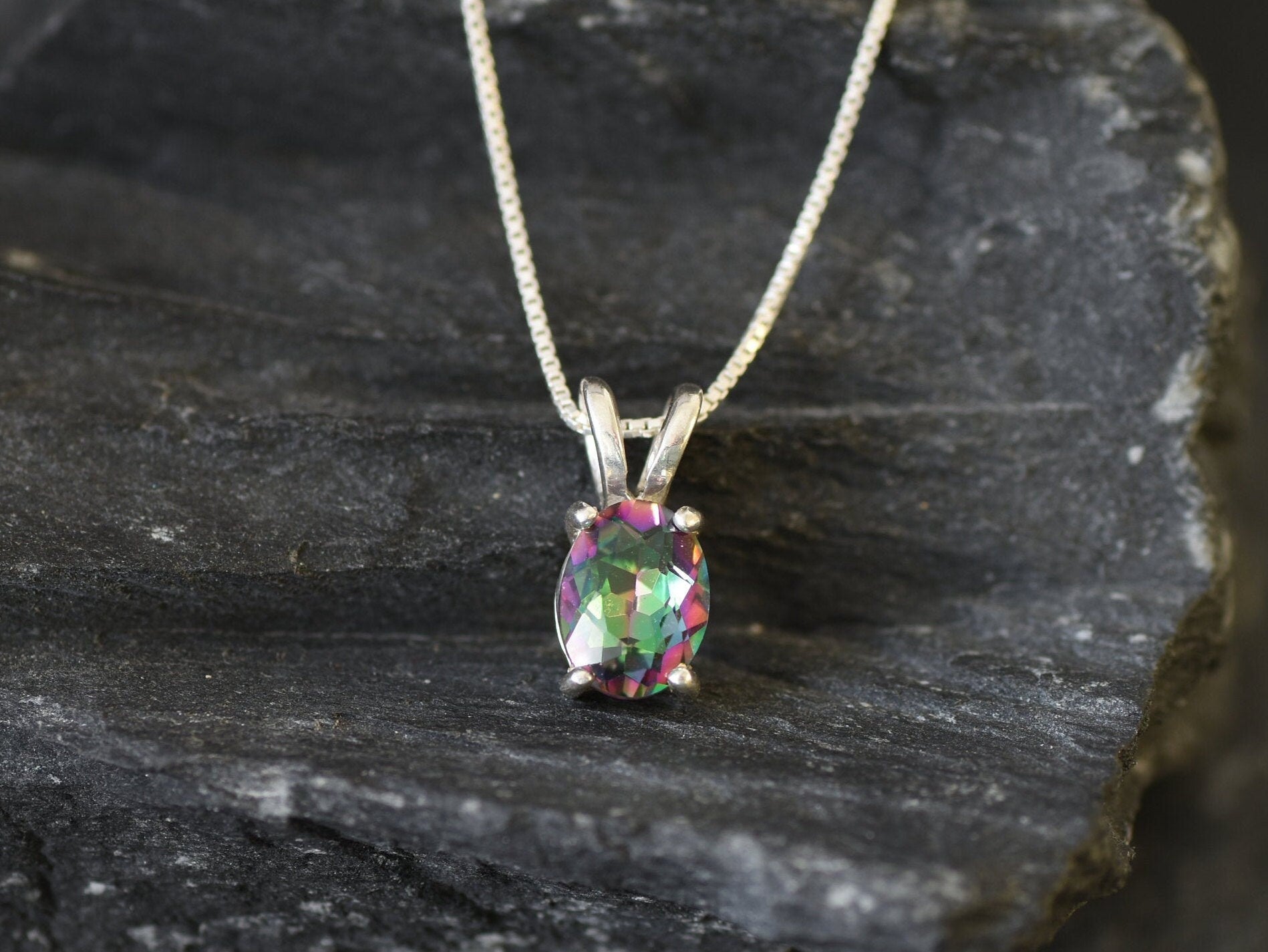 Topaz Pendant, Mystic Topaz Pendant, Mystic Topaz, December Birthstone, Minimalist Pendant, Dainty Pendant, Fire Pendant, Fire Oval Pendant