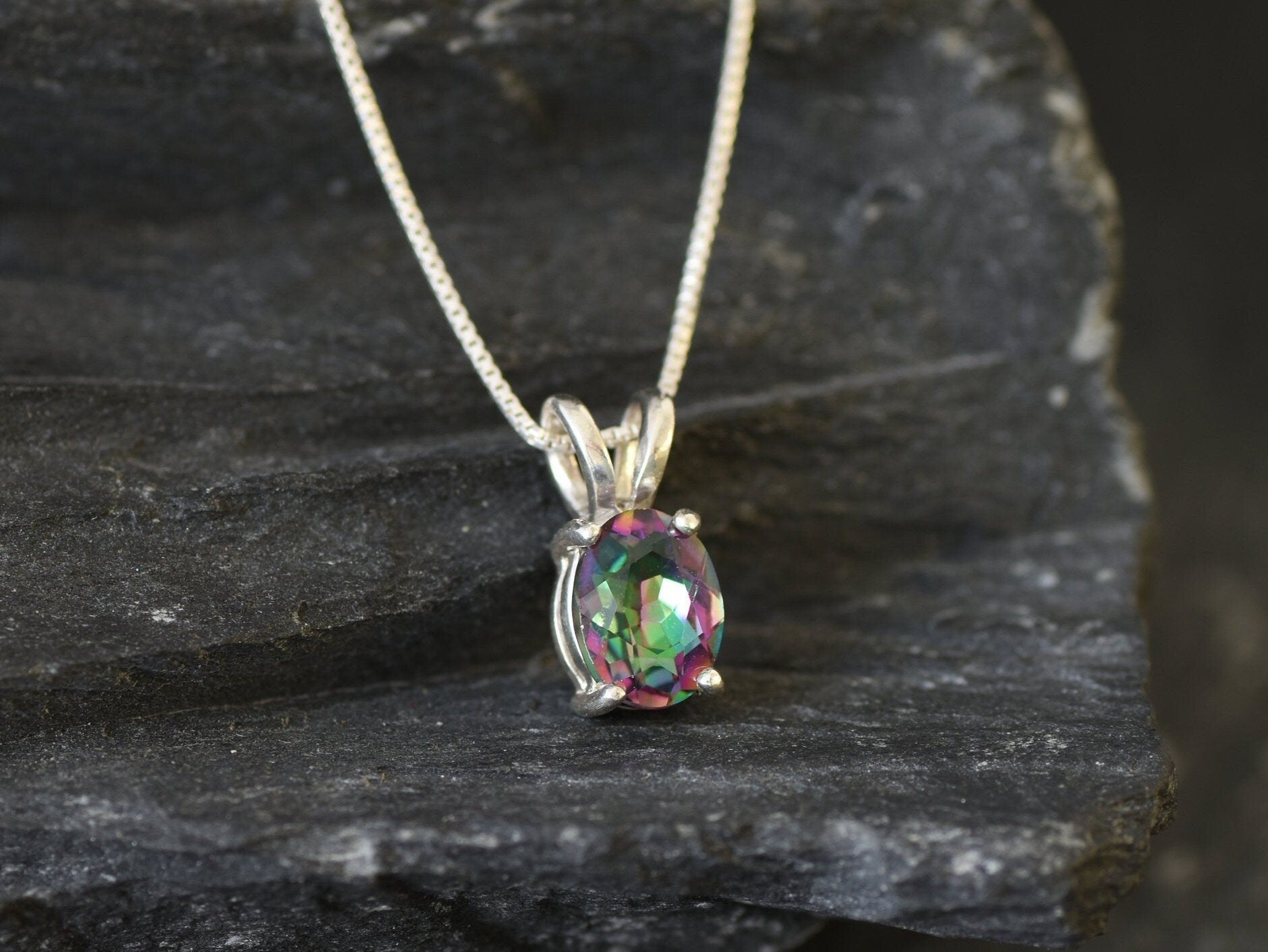 Topaz Pendant, Mystic Topaz Pendant, Mystic Topaz, December Birthstone, Minimalist Pendant, Dainty Pendant, Fire Pendant, Fire Oval Pendant