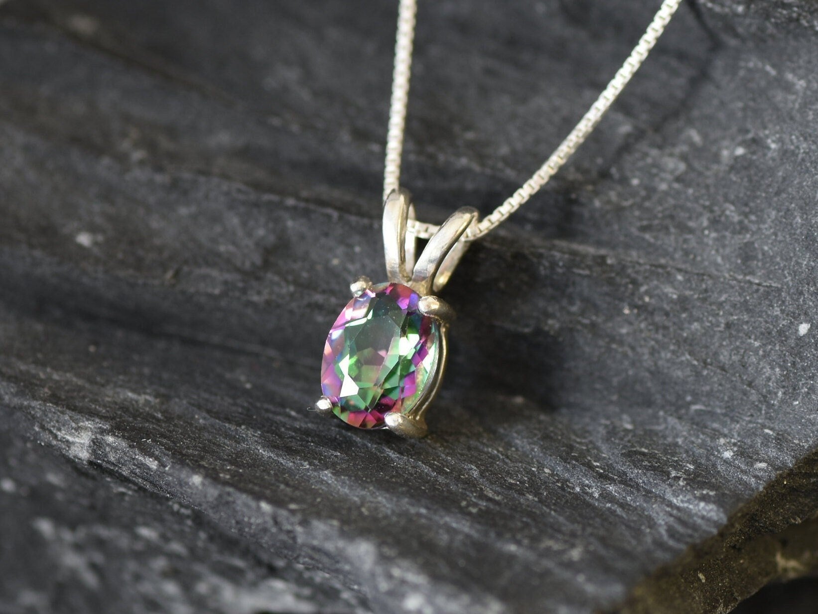 Topaz Pendant, Mystic Topaz Pendant, Mystic Topaz, December Birthstone, Minimalist Pendant, Dainty Pendant, Fire Pendant, Fire Oval Pendant