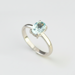Created Aquamarine Ring made in 925 Sterling Silver with Oval Created Blue Aquamarine in Prong setting, March Birthstone gift idea, symbolizes courage & good luck, ideal for everyday wear and perfect for birthday gifting and special occasions.