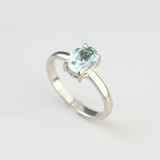 Created Aquamarine Ring made in 925 Sterling Silver with Oval Created Blue Aquamarine in Prong setting, March Birthstone gift idea, symbolizes courage & good luck, ideal for everyday wear and perfect for birthday gifting and special occasions.