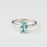 Charming 925 Sterling Silver ring with oval Created Aquamarine, perfect for birthday gifts and everyday elegance.