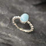 Larimar Ring, Natural Larimar, March Birthstone, Solitaire Ring, Blue Dainty Ring, Blue Vintage Ring, Jewel of Atlantis, Solid Silver Ring