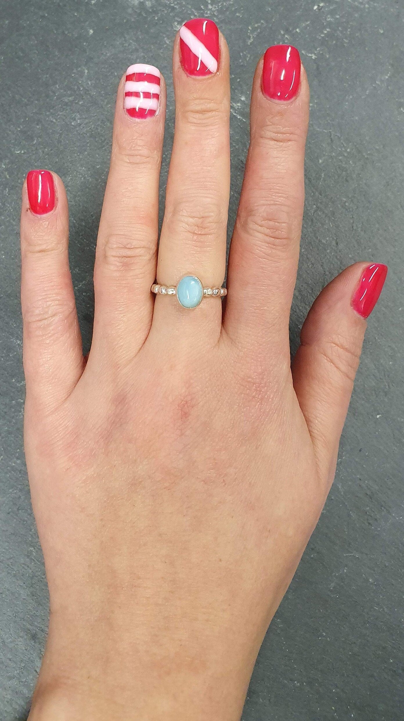 Larimar Ring, Natural Larimar, March Birthstone, Solitaire Ring, Blue Dainty Ring, Blue Vintage Ring, Jewel of Atlantis, Solid Silver Ring