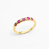 Natural Ruby Ring made in 18k Gold Vermeil with Round Natural Red Ruby in Channel-Set setting, July Birthstone gift idea, symbolizes nobility, purity, and passion, ideal for everyday wear and perfect for birthday gifting and special occasions.