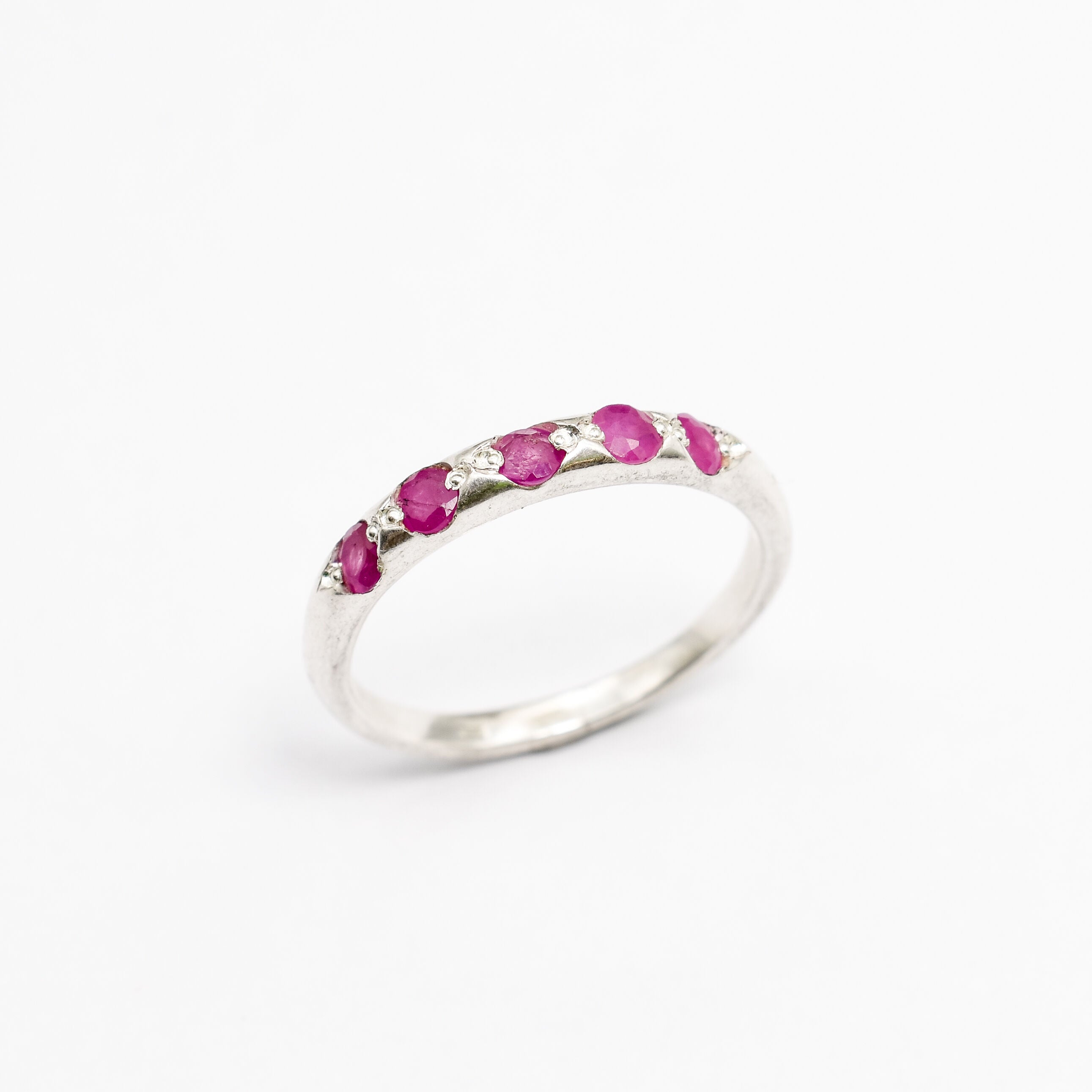 Natural Ruby Ring made in 925 Sterling Silver with Round Natural Red Ruby in Channel-Set setting, July Birthstone gift idea, symbolizes nobility, purity, and passion, ideal for everyday wear and perfect for birthday gifting and special occasions.