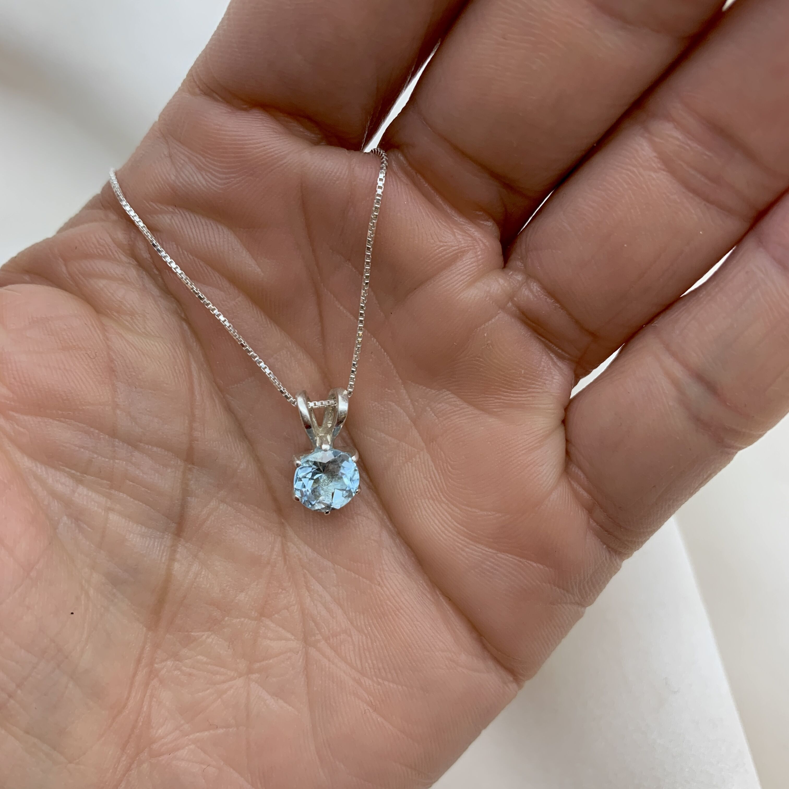 Blue Topaz Pendant, Round Pendant, Natural Topaz Necklace, December Birthstone, Minimalist Necklace, Topaz Gemstone, Anniversary Gift,Silver