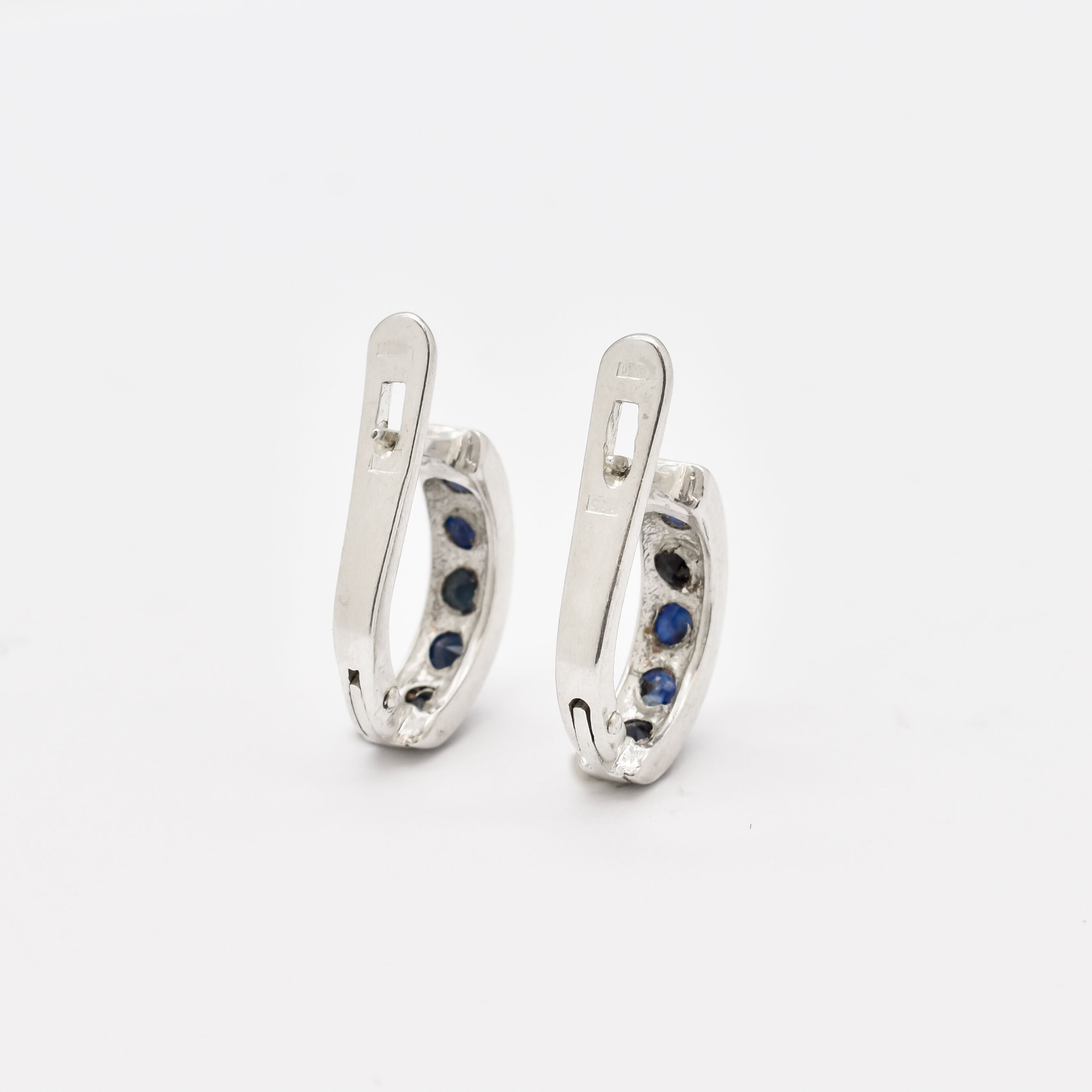 Sapphire Earrings, Natural Sapphire Studs, Dainty Hoops, September Birthstone, Blue Sapphire Hoops, Hoop Earrings, Sterling Silver Earrings