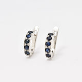 Gold Sapphire Huggies - Gold Hoop Earrings - Dainty Blue Hoops