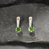 Chrome Diopside Earrings, Dainty Green Earrings, Pisces Birthstone, Green Studs, Simple Earrings, Vintage Earrings, Solid Silver Earrings