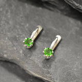 Chrome Diopside Earrings, Dainty Green Earrings, Pisces Birthstone, Green Studs, Simple Earrings, Vintage Earrings, Solid Silver Earrings