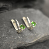 Chrome Diopside Earrings, Dainty Green Earrings, Pisces Birthstone, Green Studs, Simple Earrings, Vintage Earrings, Solid Silver Earrings