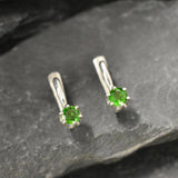 Chrome Diopside Earrings, Dainty Green Earrings, Pisces Birthstone, Green Studs, Simple Earrings, Vintage Earrings, Solid Silver Earrings