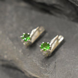 Chrome Diopside Earrings, Dainty Green Earrings, Pisces Birthstone, Green Studs, Simple Earrings, Vintage Earrings, Solid Silver Earrings