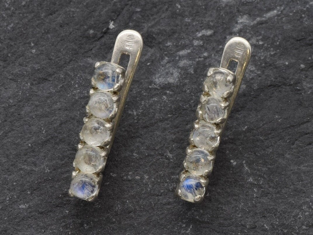 Moonstone Earrings, Cabochon Moonstone Earrings, Natural Moonstone, Rainbow Moonstone Earrings, Christmas Gift, Bridal Earrings,Gift For Her