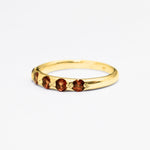 Gold Garnet Band, Natural Garnet, Stackable Ring, 5 Stone Band, January Birthstone, Red Garnet Ring, Gold Plated Ring, Simple Ring, Vermeil