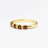 Gold Garnet Band, Natural Garnet, Stackable Ring, 5 Stone Band, January Birthstone, Red Garnet Ring, Gold Plated Ring, Simple Ring, Vermeil