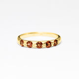 Gold Garnet Band, Natural Garnet, Stackable Ring, 5 Stone Band, January Birthstone, Red Garnet Ring, Gold Plated Ring, Simple Ring, Vermeil