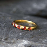 Gold Garnet Band, Natural Garnet, Stackable Ring, 5 Stone Band, January Birthstone, Red Garnet Ring, Gold Plated Ring, Simple Ring, Vermeil