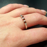 Gold Garnet Band, Natural Garnet, Stackable Ring, 5 Stone Band, January Birthstone, Red Garnet Ring, Gold Plated Ring, Simple Ring, Vermeil