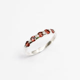 Garnet Gold Ring - Half Eternity Gold Band - Natural Garnet Ring