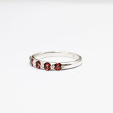 Gold Garnet Band, Natural Garnet, Stackable Ring, 5 Stone Band, January Birthstone, Red Garnet Ring, Gold Plated Ring, Simple Ring, Vermeil(2)