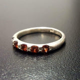 Gold Garnet Band, Natural Garnet, Stackable Ring, 5 Stone Band, January Birthstone, Red Garnet Ring, Gold Plated Ring, Simple Ring, Vermeil(2)