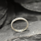 Silver Plaited Band, Fishtail Band, Stackable Band, Dainty Ring, Plaited Ring, Vintage Band, Oxidised Silver Band, Solid Silver Band