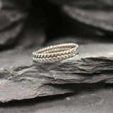 Silver Plaited Band, Fishtail Band, Stackable Band, Dainty Ring, Plaited Ring, Vintage Band, Oxidised Silver Band, Solid Silver Band