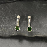 Tourmaline Earrings, Dainty Earrings, Natural Tourmaline, Green Tourmaline, Small Green Earrings, Simple Earrings, Solid Silver Earrings