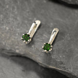 Tourmaline Earrings, Dainty Earrings, Natural Tourmaline, Green Tourmaline, Small Green Earrings, Simple Earrings, Solid Silver Earrings