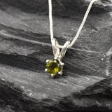 Dainty Green Pendant - Green Tourmaline Necklace - Minimalist Round Pendant