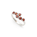 Gold Garnet Ring - Half Eternity Garnet Ring - Vintage Garnet Ring