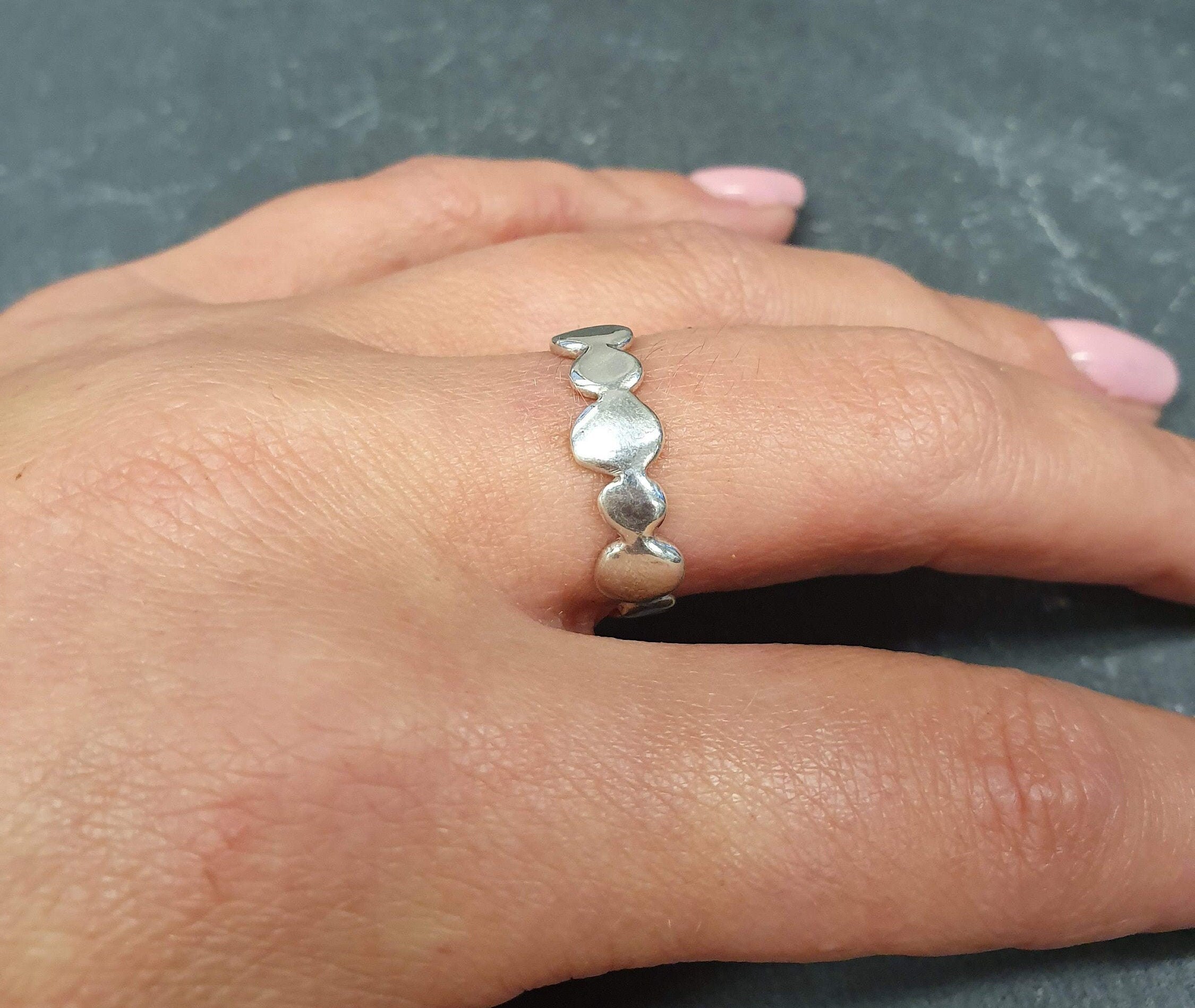 Bubble Band, Silver Bohemian Ring, Stackable Band, Dainty Ring, Everyday Wear Band, Wedding Band, Boho Band, Circle Band, Solid Silver Ring