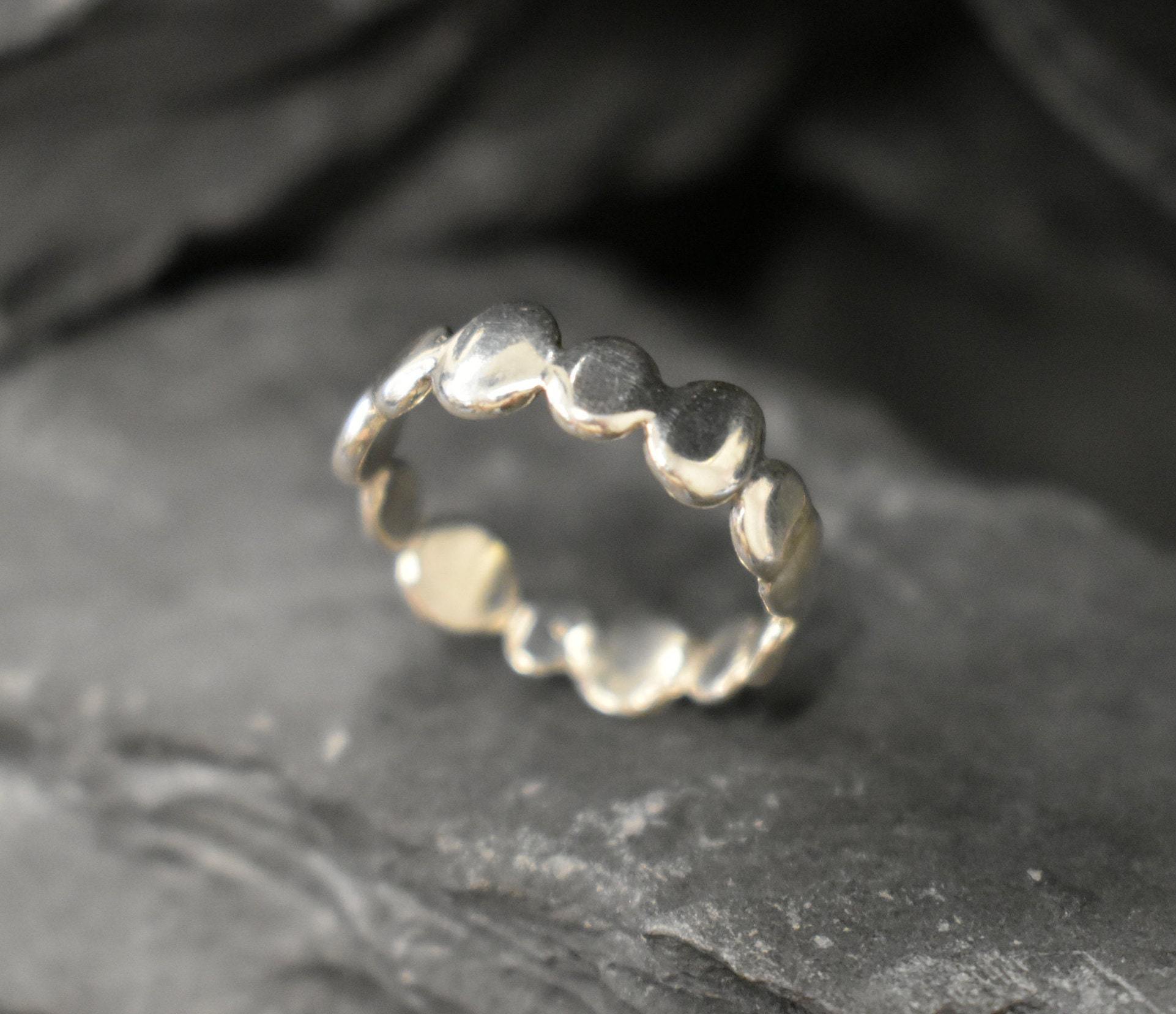 Bubble Band, Silver Bohemian Ring, Stackable Band, Dainty Ring, Everyday Wear Band, Wedding Band, Boho Band, Circle Band, Solid Silver Ring